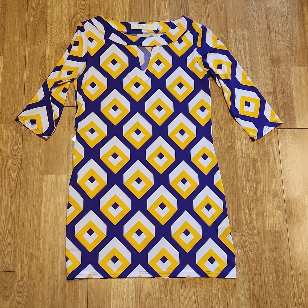 Tracy Negoshian geometric print shift dress XS